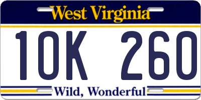 WV license plate 1OK260