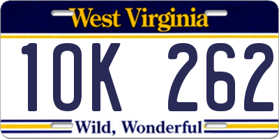 WV license plate 1OK262