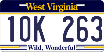 WV license plate 1OK263