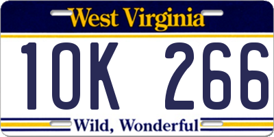 WV license plate 1OK266
