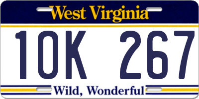 WV license plate 1OK267