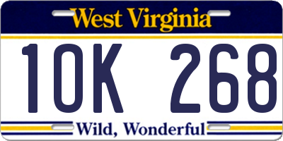 WV license plate 1OK268