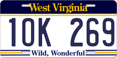 WV license plate 1OK269