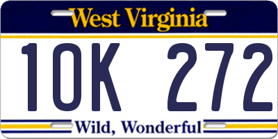 WV license plate 1OK272