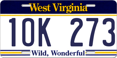 WV license plate 1OK273