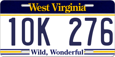 WV license plate 1OK276