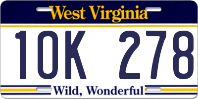 WV license plate 1OK278