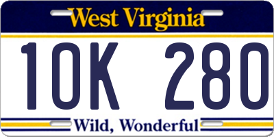 WV license plate 1OK280