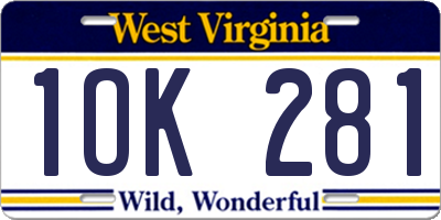 WV license plate 1OK281