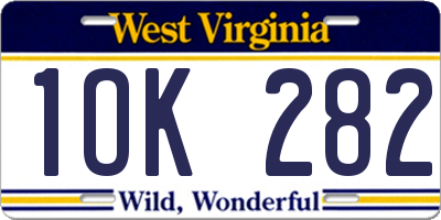 WV license plate 1OK282