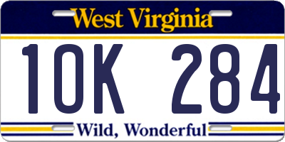 WV license plate 1OK284