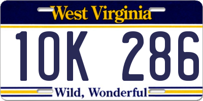 WV license plate 1OK286