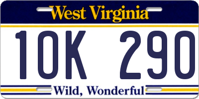 WV license plate 1OK290
