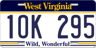 WV license plate 1OK295