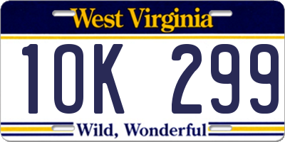 WV license plate 1OK299