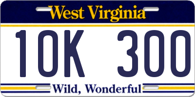 WV license plate 1OK300