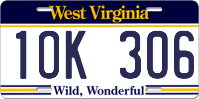 WV license plate 1OK306