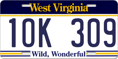 WV license plate 1OK309