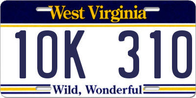 WV license plate 1OK310