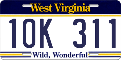 WV license plate 1OK311
