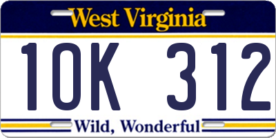 WV license plate 1OK312
