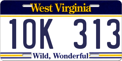 WV license plate 1OK313