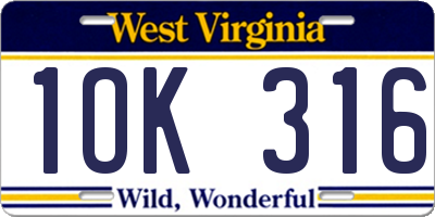 WV license plate 1OK316