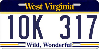 WV license plate 1OK317