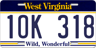 WV license plate 1OK318