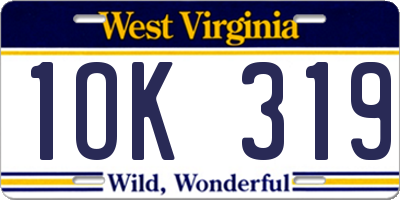 WV license plate 1OK319