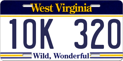 WV license plate 1OK320