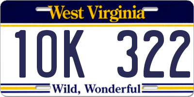 WV license plate 1OK322