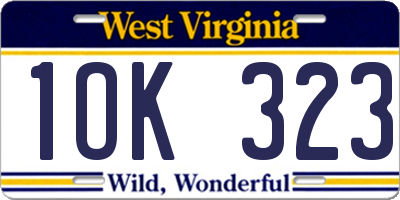 WV license plate 1OK323