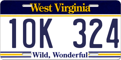 WV license plate 1OK324