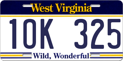 WV license plate 1OK325