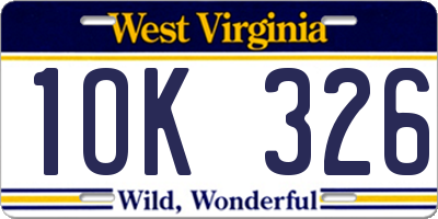 WV license plate 1OK326