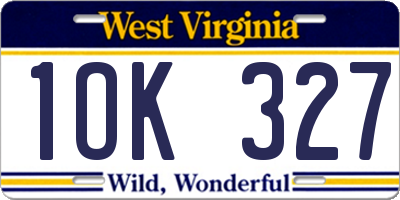 WV license plate 1OK327