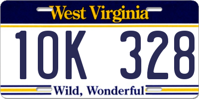 WV license plate 1OK328