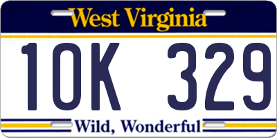 WV license plate 1OK329