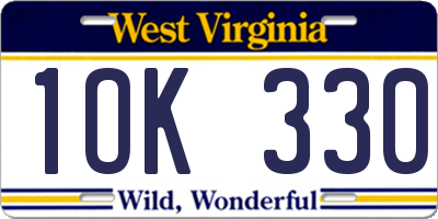WV license plate 1OK330