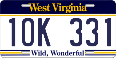 WV license plate 1OK331
