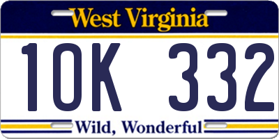 WV license plate 1OK332