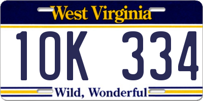 WV license plate 1OK334
