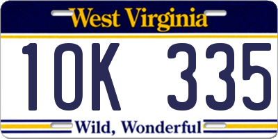 WV license plate 1OK335