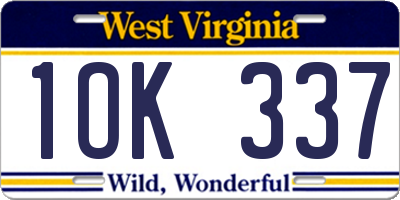 WV license plate 1OK337