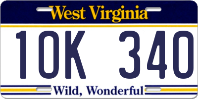 WV license plate 1OK340