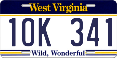 WV license plate 1OK341