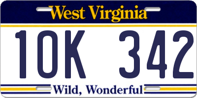 WV license plate 1OK342