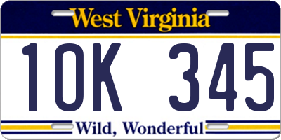 WV license plate 1OK345