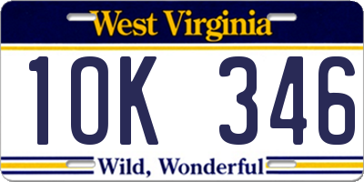 WV license plate 1OK346
